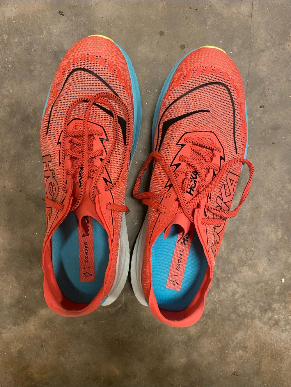 Hoka One One Shoes - White with Gold & Blue Accents